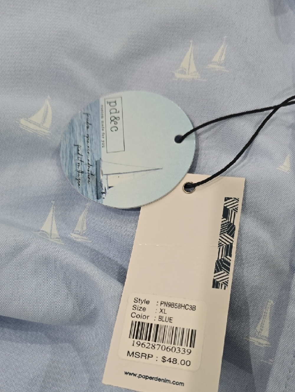 PD&C Light Blue Short-Sleeve Button-Down Shirt with Sailboat Print - Picture 7 of 7